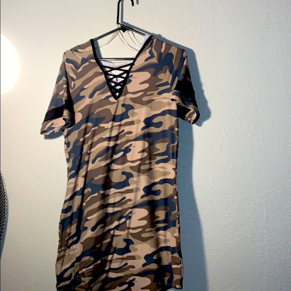 Camouflage hooded dress